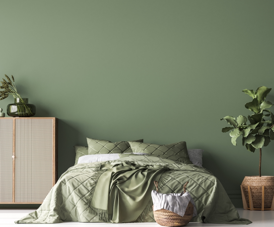 groene muur slaapkamer